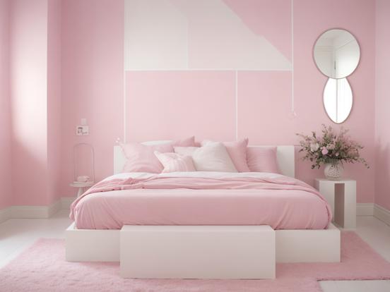 Pink bedroom with cozy bed