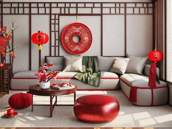 Asian style living room render