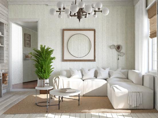 Cream living room white couch