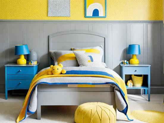 Child's bed blue yellow theme