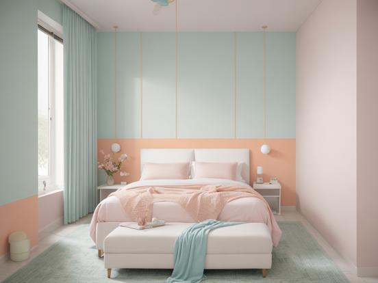 Cozy pastel bedroom setup