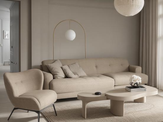 Beige minimalist living room