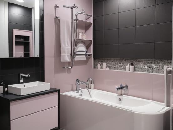 Black, Grey, and Pink Bathroom Ideas