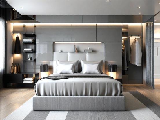 Serene sleek bedroom design