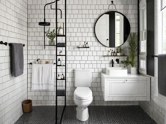 Modern black white bathroom