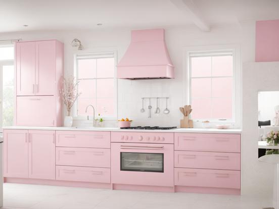 Pink kitchen closeup stove