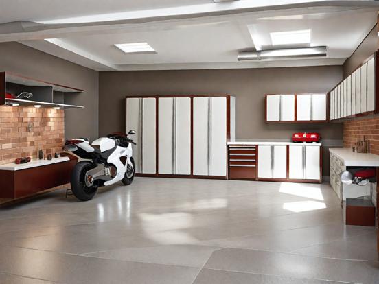 Motorcycle in modern garage