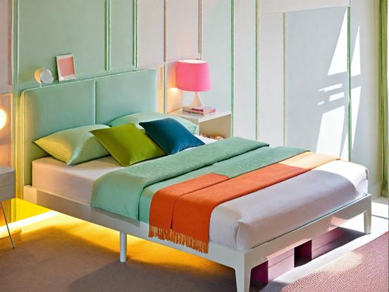 Bright bed green headboard