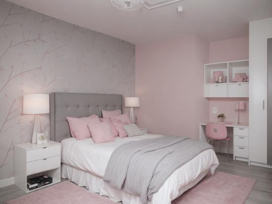 Girly pink bedroom with decor