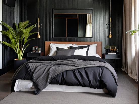 Dark serene bedroom Nate Berkus