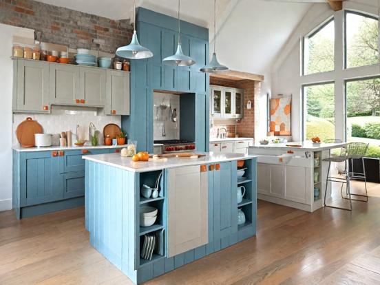 Luxury teal kitchen island