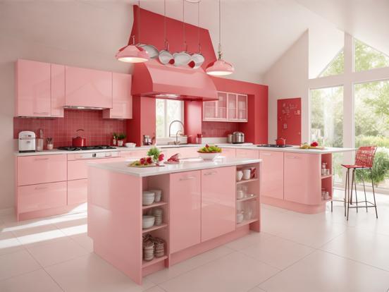 Pink kitchen island setup