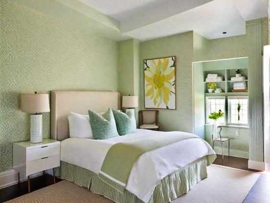 Serene green farmhouse bedroom