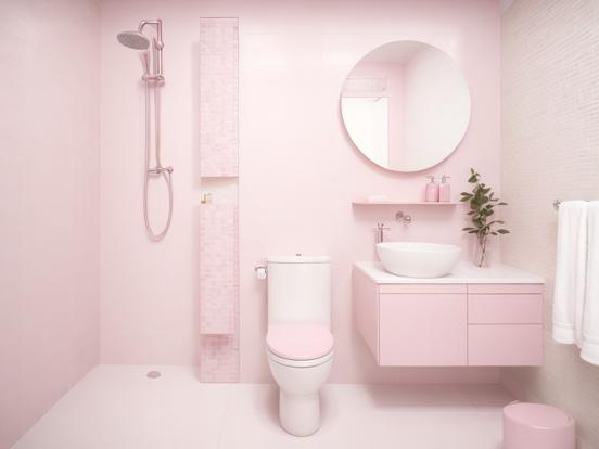 Pink bathroom white toilet sink