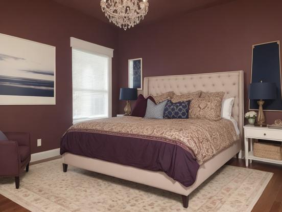 Plush maroon bedroom decor