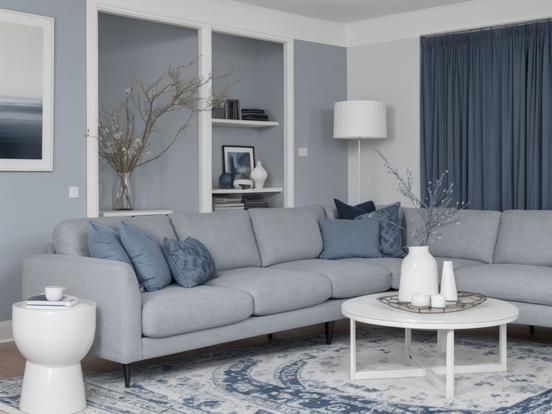 Cozy blue-grey living room