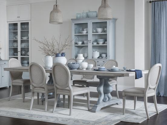 Blue white dining table set