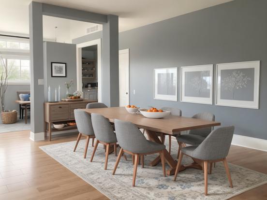 Modern grey dining room setup