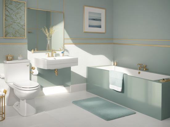 Premium gold teal bathroom design