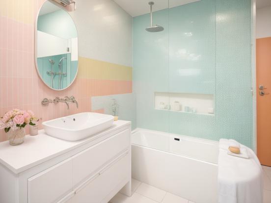 Pastel bathroom with sink