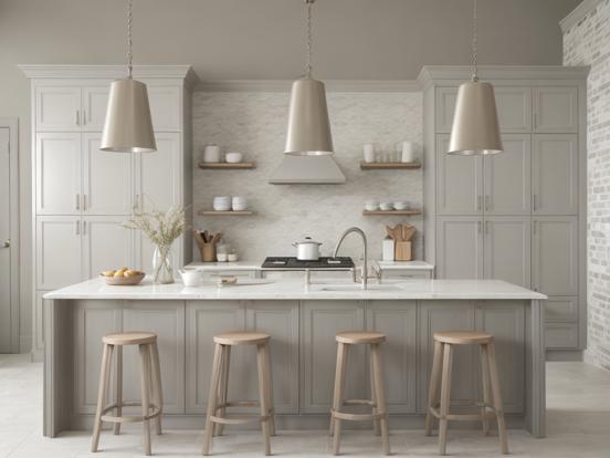 Three stools in luxury kitchen