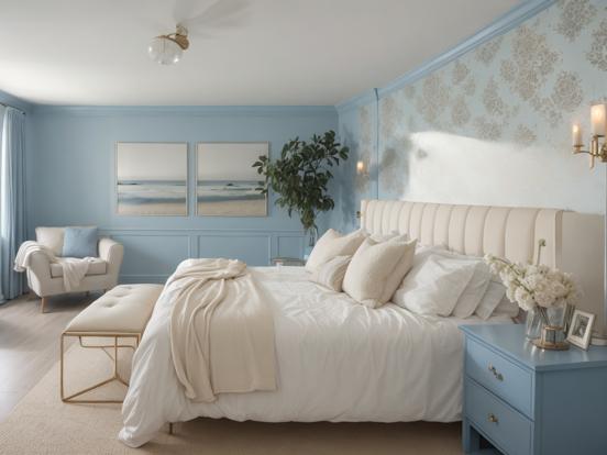 Blue cream serene bedroom