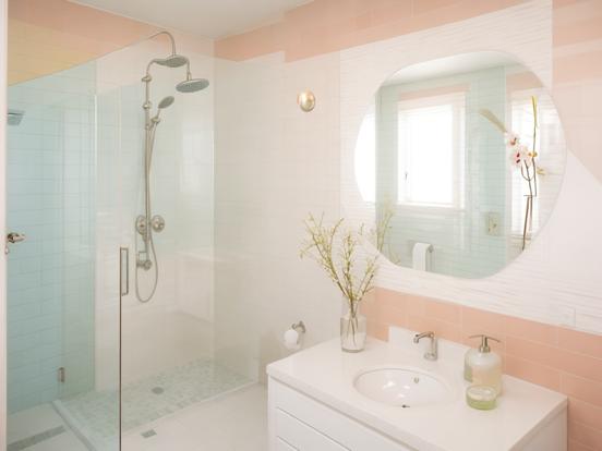 Pastel bathroom with shower