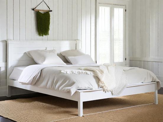 White serene king bed linens