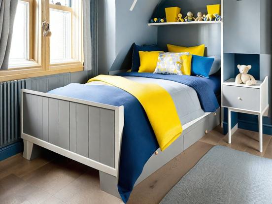 Grey Yellow and Blue Kids Room Ideas