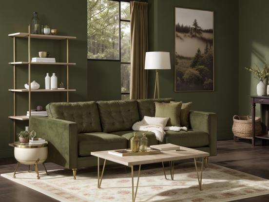 Green themed living room decor