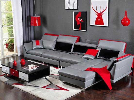 Red grey living room luxury sofa