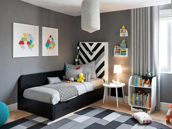 Boys room with zigzag floor