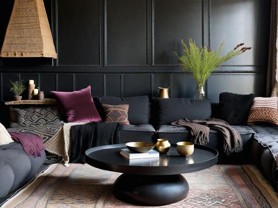 Dark moody living room vibe