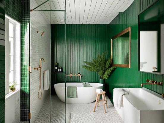 green scandinavian bathroom