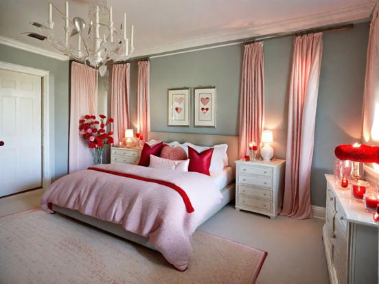 Girly pink grey bedroom decor