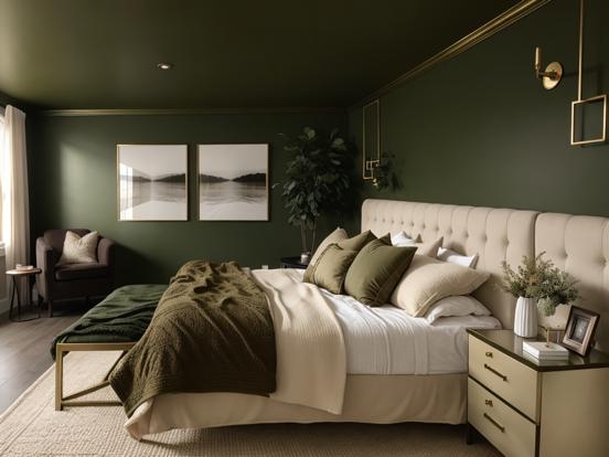 Serene green bedroom setup