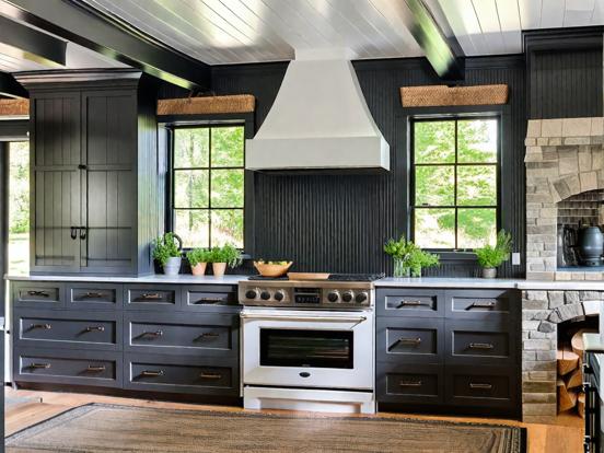 Kitchen closeup stove cabinets