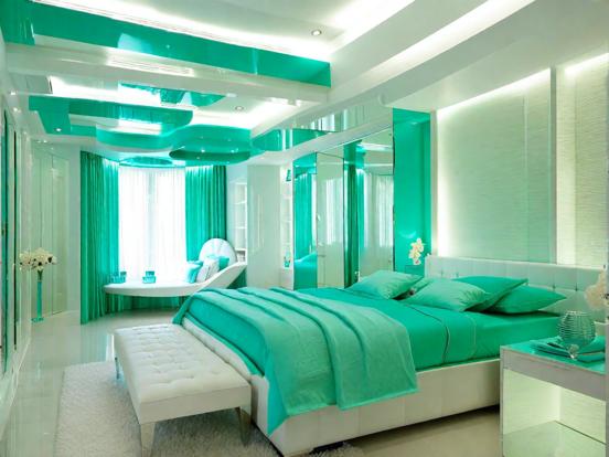 Teal futuristic bedroom decor