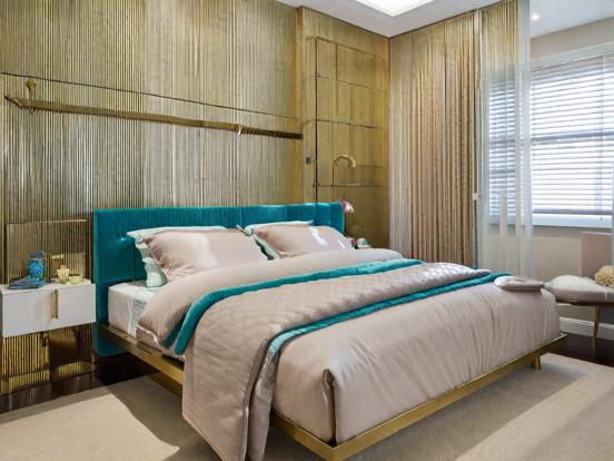 Art Deco gold teal bedroom