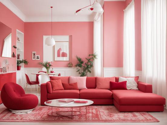 Red pink living room decor