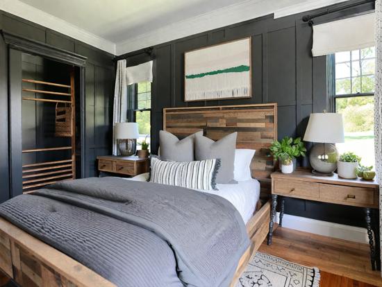 Serene wooden bedroom decor