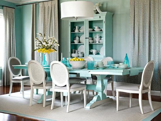 Teal dining room setup