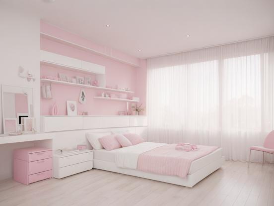 Girly pink bedroom with decor