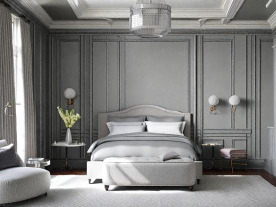 Closeup of neoclassical bedroom