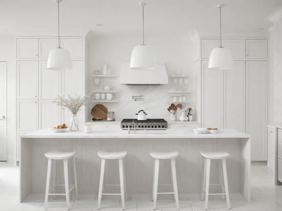 White kitchen closeup counter