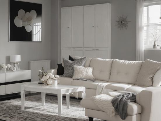 White L-shaped couch living room