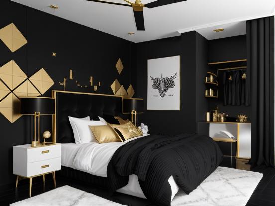 Black gold bedroom decor