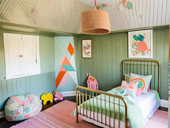 Childs room with pastel bed