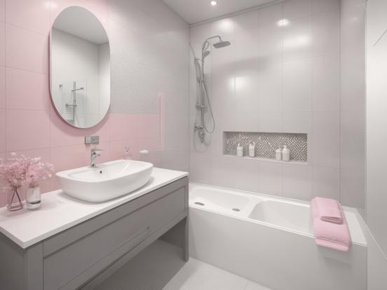 Pink modern bathroom interior