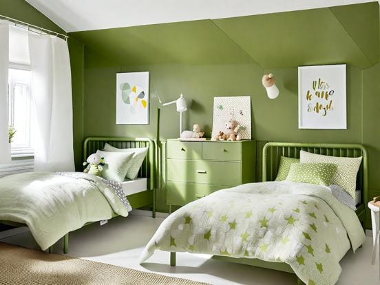 Green twin bedroom dresser